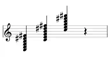 Sheet music of C maj7#9#11 in three octaves